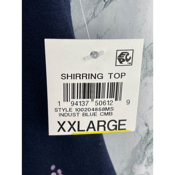 Style & Co. XXL Shirring Top Blue Paisley Design Rayon & Spandex Blend - Picture 8 of 10